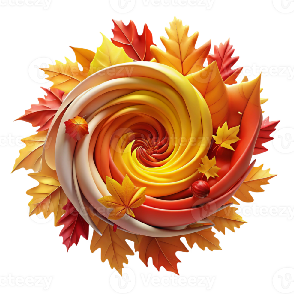 impressive abstract A swirling vortex of autumn leaves, vibrant reds, oranges, and yellows, dynamic movement, abstract art style 4K png