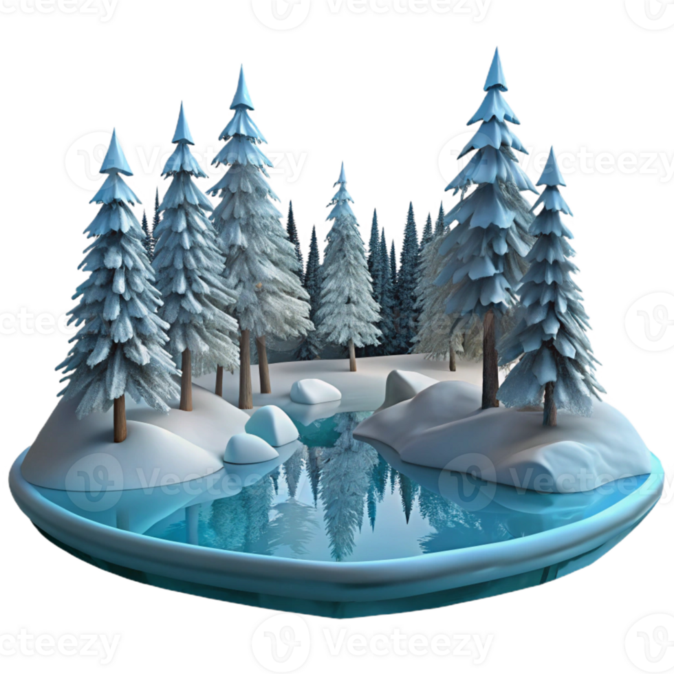 extraordinary vintage A frozen lake reflecting the surrounding snow-covered trees, serene and peaceful atmosphere, winter landscape photography style high resolution png