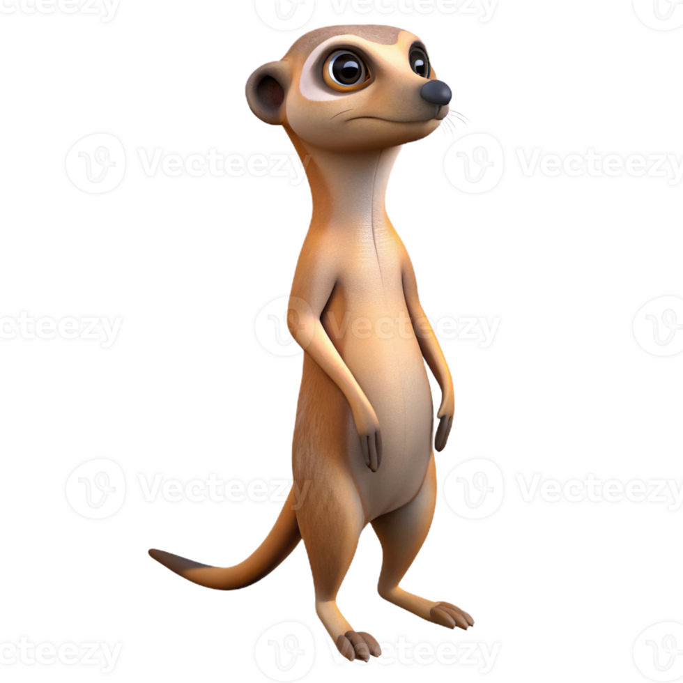 vibrant minimalist A curious meerkat standing on its hind legs, alert and watchful, desert landscape lighting, nature documentary style professional png