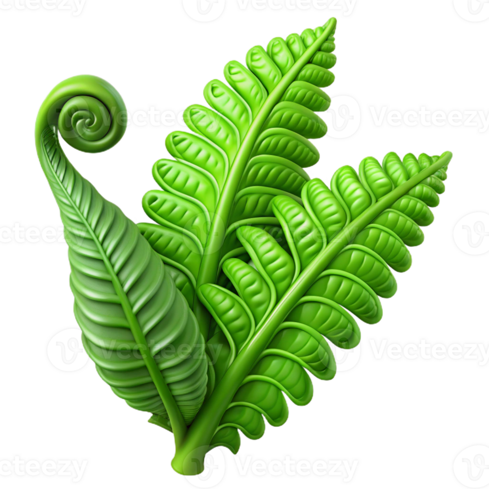 wonderful artistic A lush green fern unfurling, intricate details of the fronds, soft lighting, botanical illustration style professional png