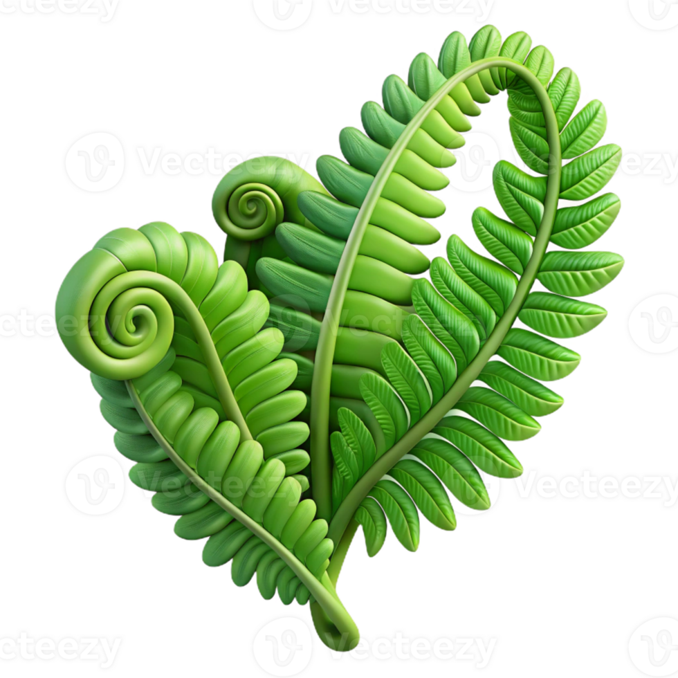 beautiful creative A lush green fern unfurling, intricate details of the fronds, soft lighting, botanical illustration style high resolution png
