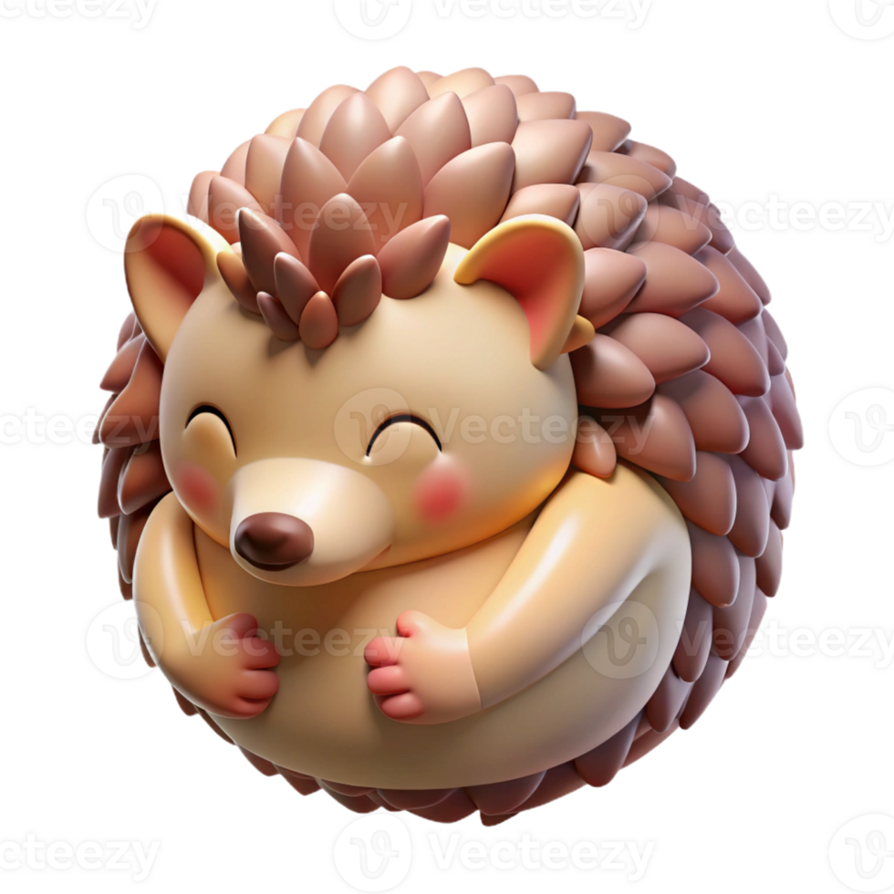beautiful rustic A cute hedgehog curled up in a ball, soft lighting, adorable and comforting, children's book illustration authentic png