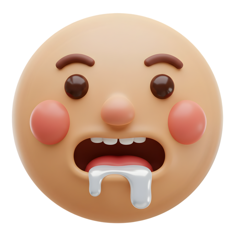 3D Render of a Cartoon Face Drooling A Hilarious Digital Illustration png