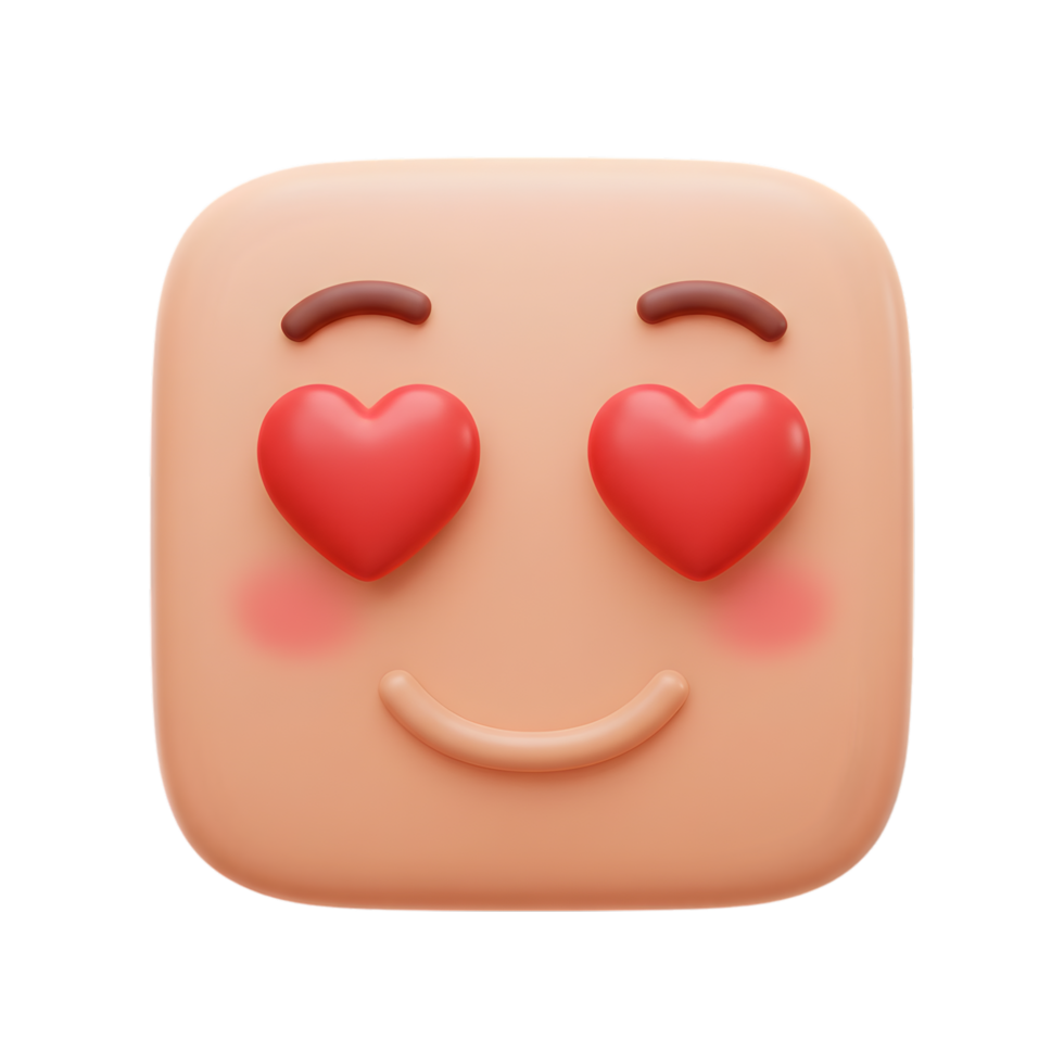 Adorable 3D Render of a Love-Struck Emoji Face with Hearts for Eyes, Expressing Joyful Affection png