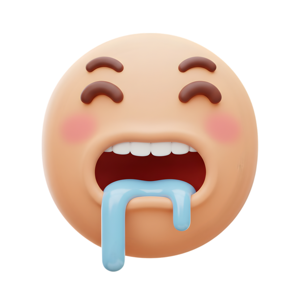 3D Render of a Cute Emoji with Drooling Mouth, Delightful and Playful Expression png