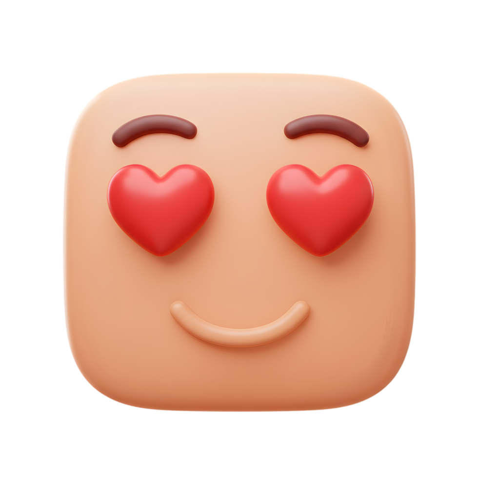 Adorable 3D Emoji Face with Hearts for Eyes. A Symbol of Love and Affection png