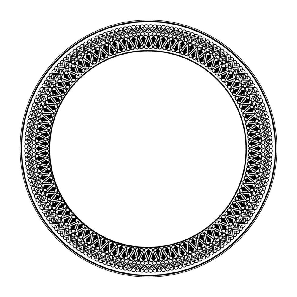 Classic byzantine empire round ornament. Circle of Ancient Greece and the Roman Empire. Byzantine painting of walls, floors and ceilings. Decoration of European palaces. Round decorative frame. vector