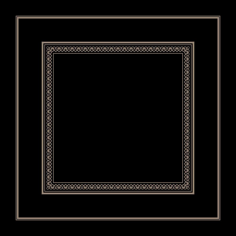 Vintage gold ornamental border frame. Gold square classic byzantine ornament. Frame of Ancient Greece, Roman Empire. Byzantium, Lower Empire. For laser cutting, porcelain, embroidery, sandblasting vector
