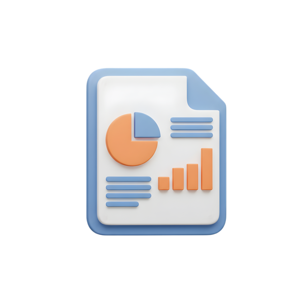 3D Render of a Business Report Document with Charts and Graphs for Data Analysis and Presentation png
