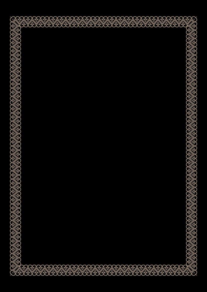Gold rectangular Vertical Vintage Elegant Eastern ornament ornament frame. A4 format. Abstract Eastern element. Gold floral european national pattern frame arabesque. For diploma, textile, embroidery vector