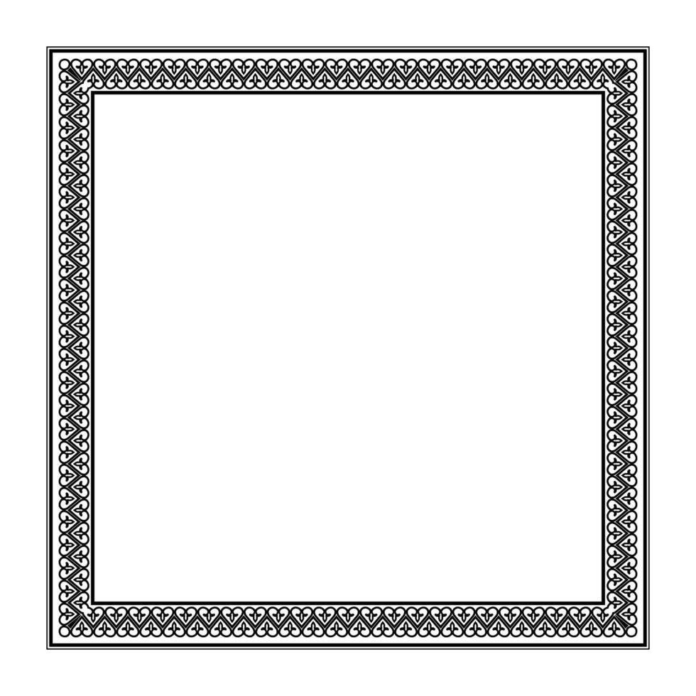 Decorative square frame for design with abstract pattern. Square byzantine empire frame. Square ornament in byzantine empire style. Border frame for invitation, porcelain, embroidery, textile vector