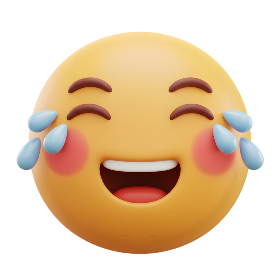 Laughing Emoji 3D Render Tears of Joy Happy Face Digital Art Illustration png