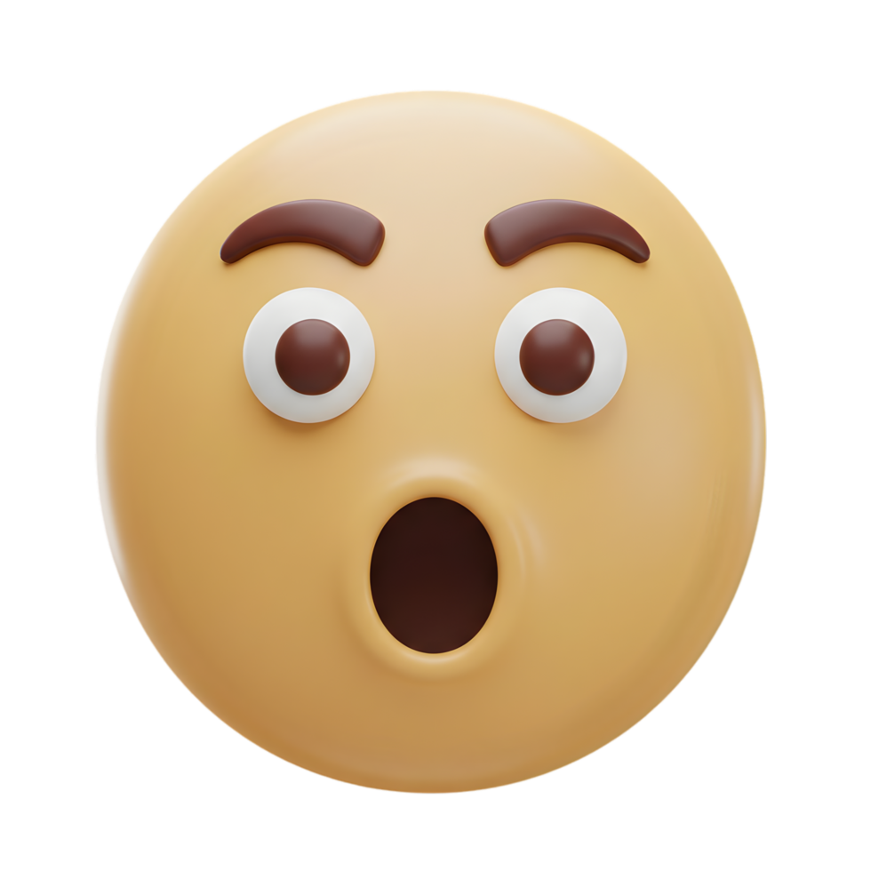 Astonished 3D Emoji. A Surprised Digital Expression of Shock and Amazement png