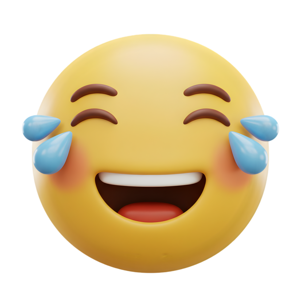 3D Rendering of a Hilarious Emoji Face Tears of Joy, Laughing Out Loud Expression, Yellow Emoticon with Big Smile png