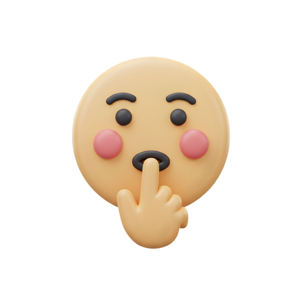 Adorable 3D Emoji Illustration. A Cute Character with Finger on Lips Shushing Secretly png