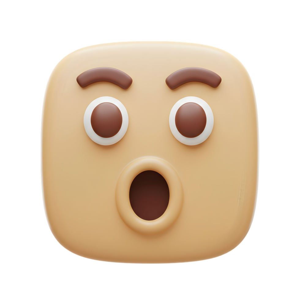Astonished 3D Emoji Face Render Surprised Expression Digital Art Graphic Design png