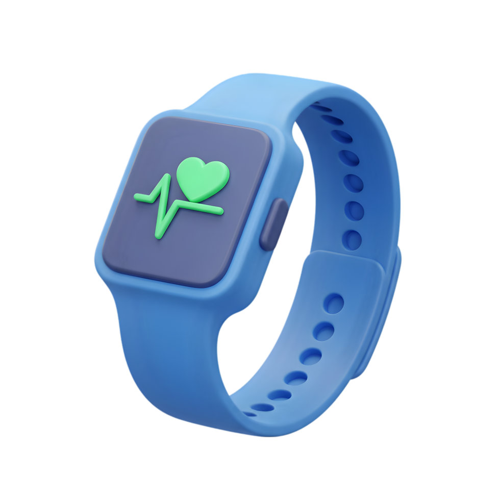 Modern Smartwatch Displaying Heart Rate Monitoring A 3D Render of Health Tech Gadget png