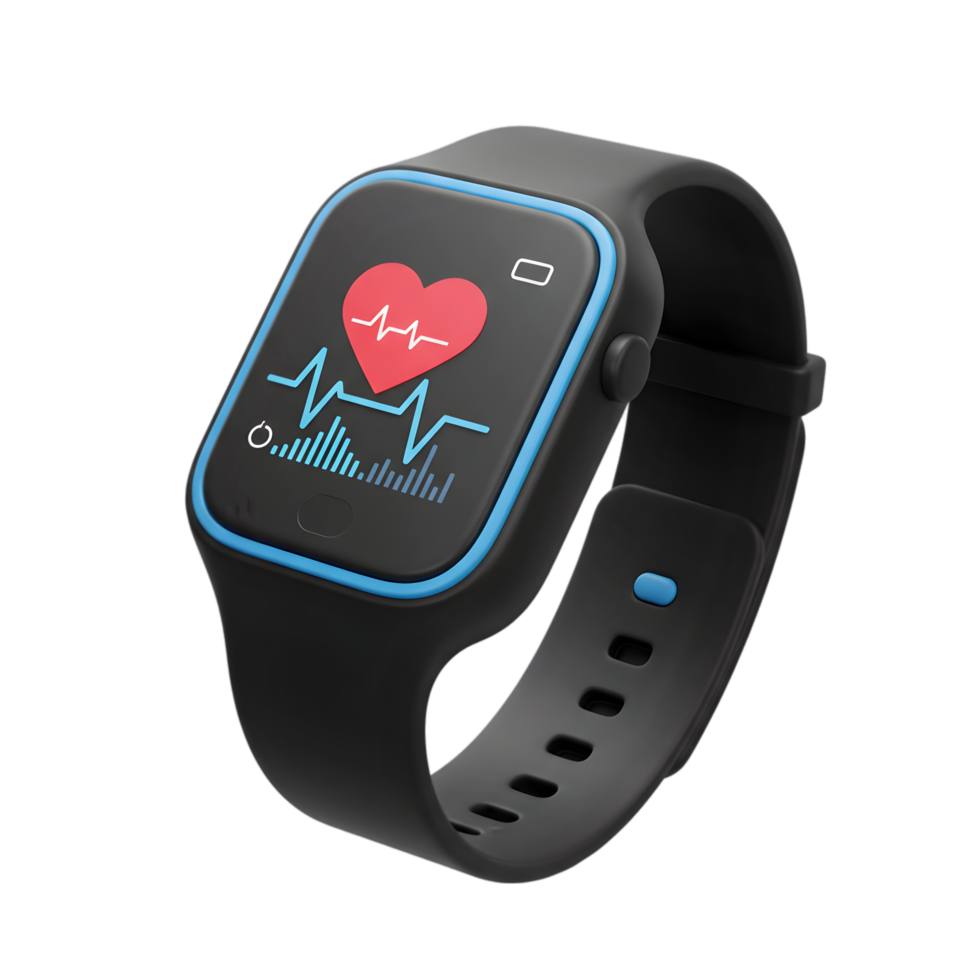 Modern Smartwatch Displaying Heart Rate and Health Metrics. A Sleek Fitness Tracker for Daily Wellness Monitoring png