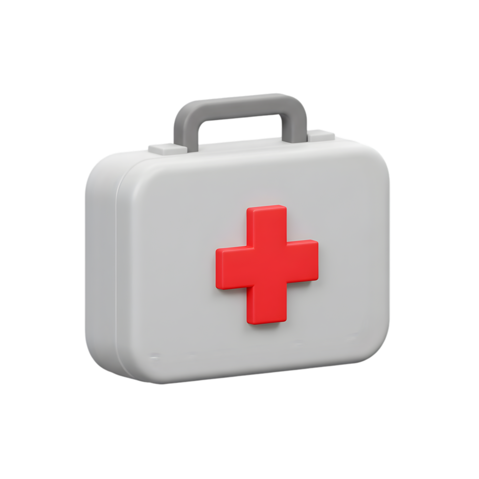 3D Render of a First Aid Kit a Medical Emergency Kit Box with Red Cross png