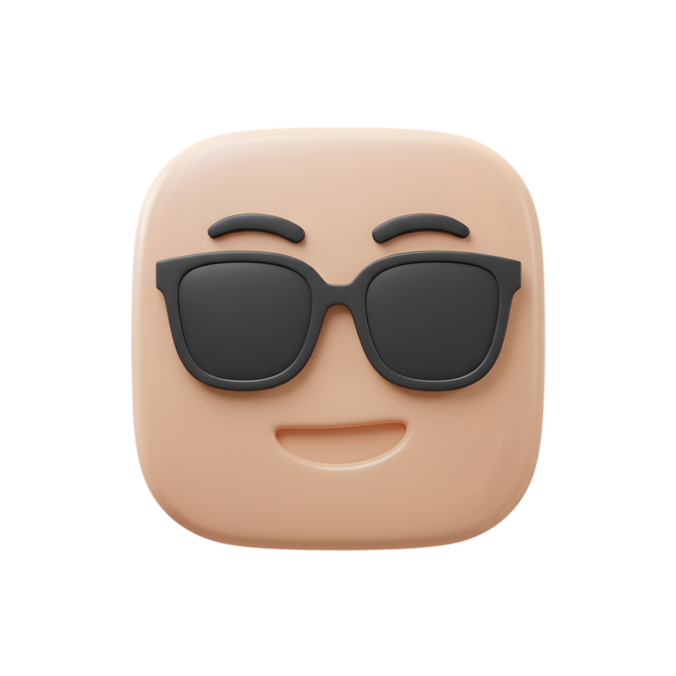 Cool 3D Emoji Face Wearing Sunglasses. A Happy Digital Avatar png