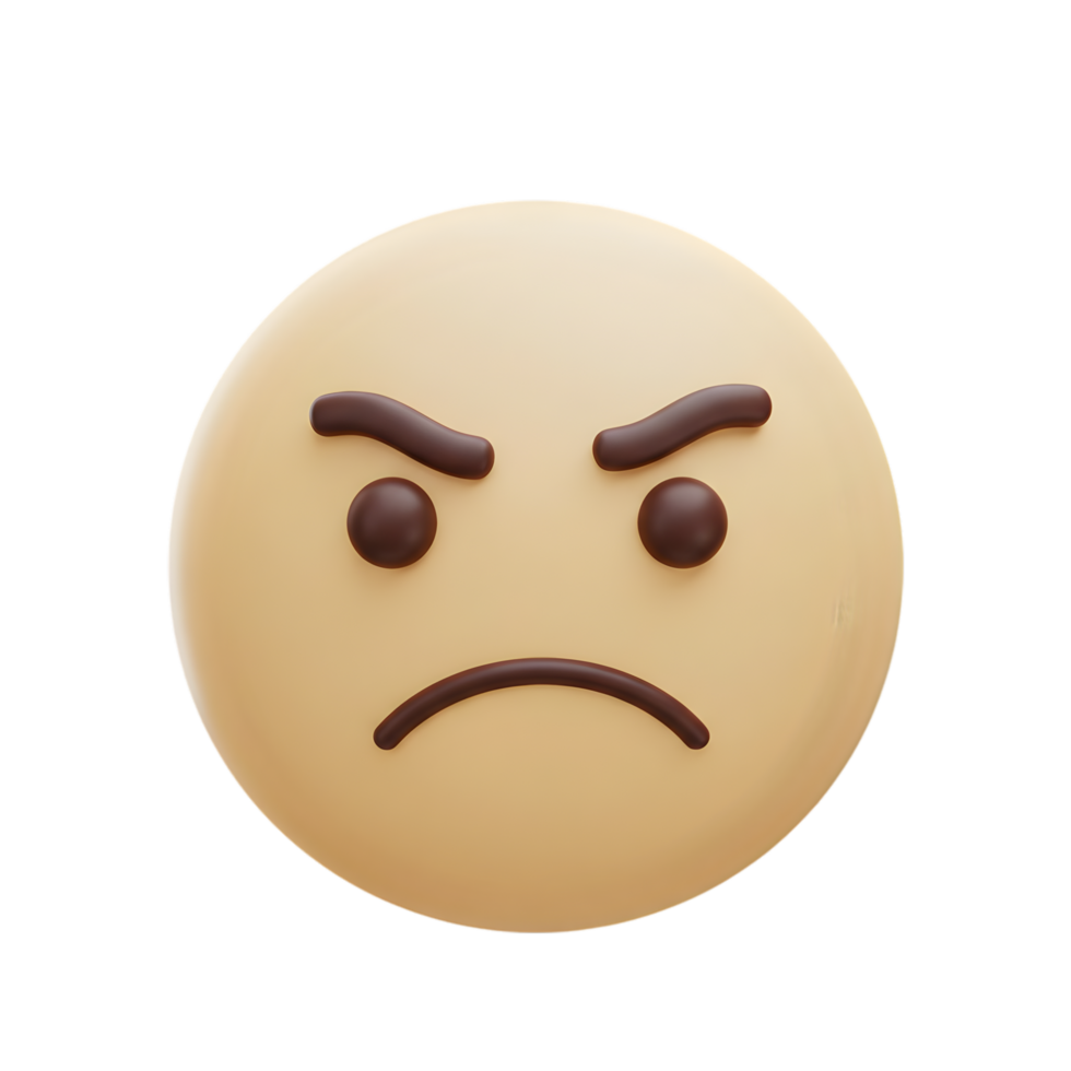 3D Render of an Angry Emoji Expression. Frustration and Annoyance in Digital Communication png