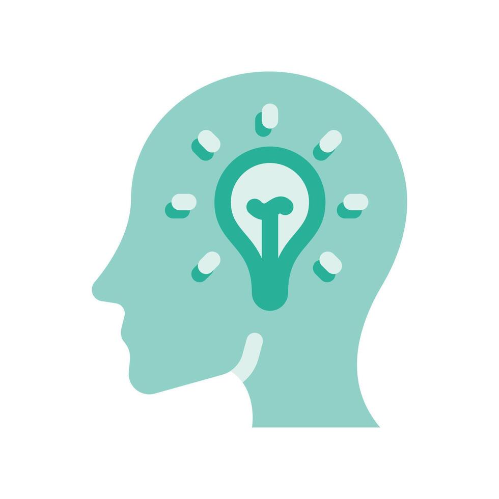 Head with Light Bulb Icon on White Background vector