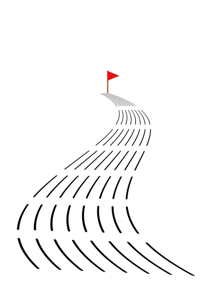 The long road leads to goals, business plans, achieving success and business concepts vector