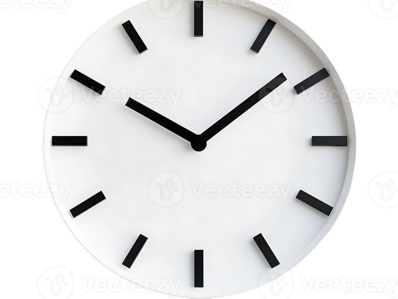 Analog Clock with Black Hands on Transparent Background png