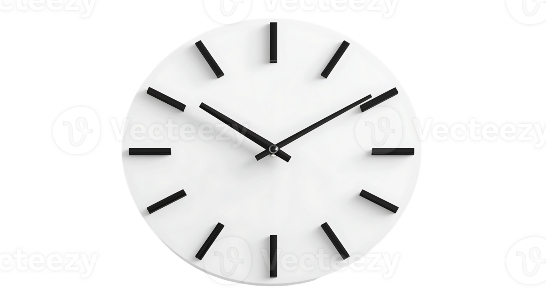 Simple White Round Clock with Black Markers png