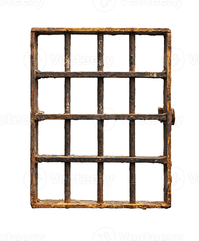 Rusty Metal Grate with Rectangular Frame and Grid Pattern png