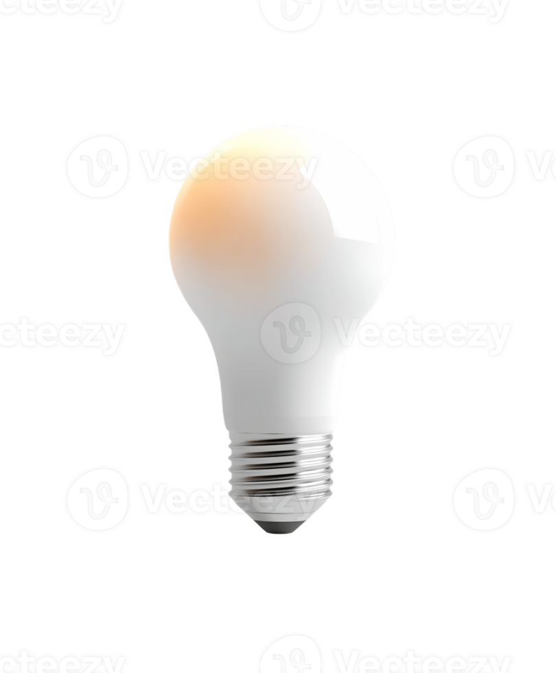 White Incandescent Lightbulb with Warm Glow on Transparent Background png