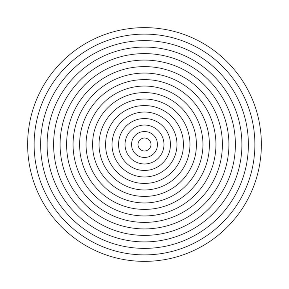 Polar grid pattern of 17 concentric circles. Wheel of life. Coaching blank mockup. Habits tracker. Diagram divided on seventeen segments. Blank polar graph paper layout. Graphic thin outline template. vector