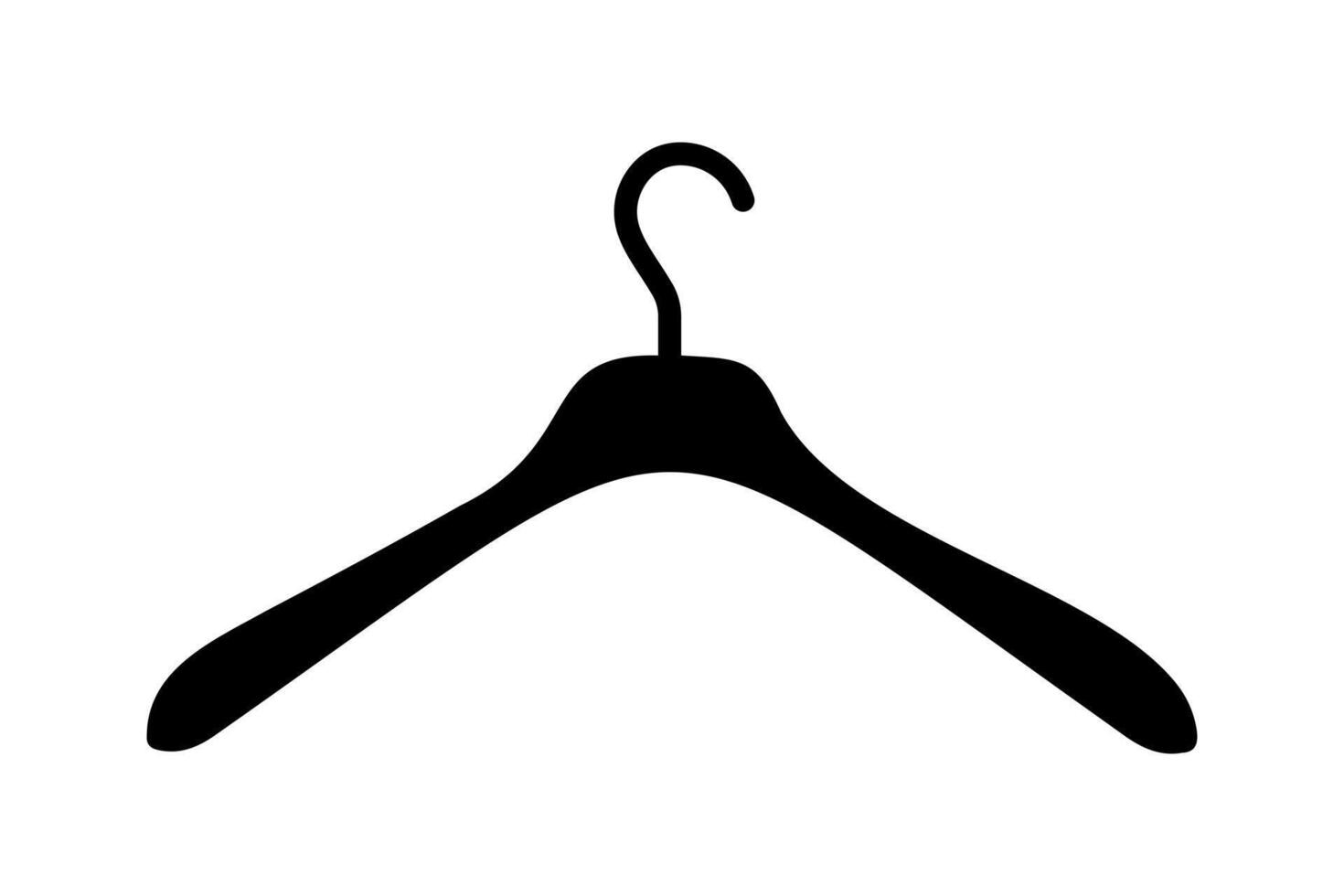 Hanger wardrobe minimalist icon. Cloakroom black silhouette pictogram mockup. Clothes rack, service symbol. Dry cleaning, clothing store sign. Simple pattern. vector