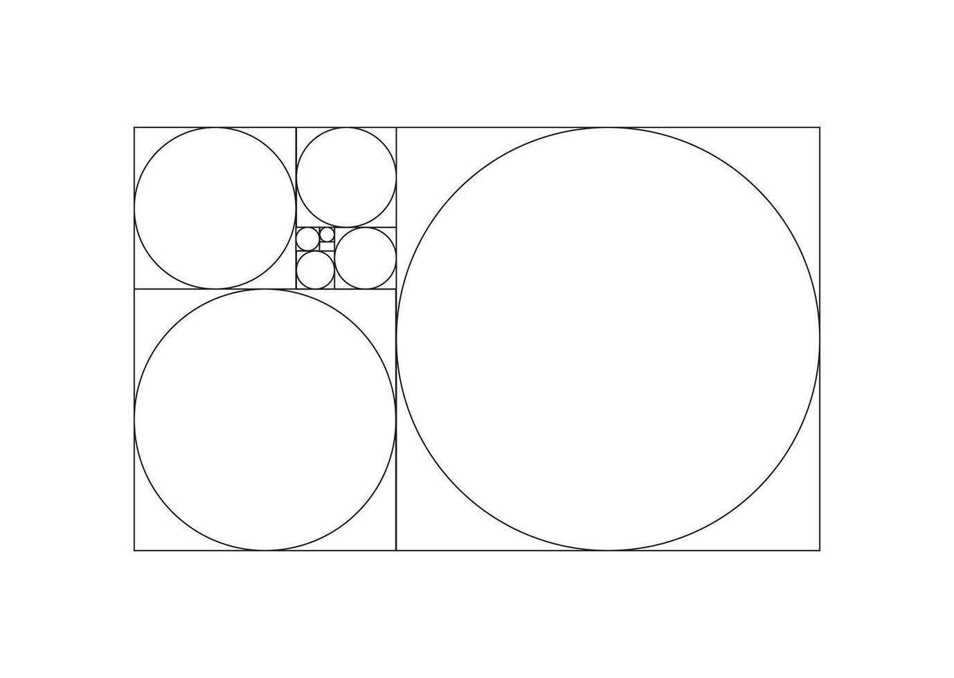 Golden ratio pattern. Fibonacci array, numbers form. Method golden section mockup. Harmony proportions frame. Outline graphic template. vector