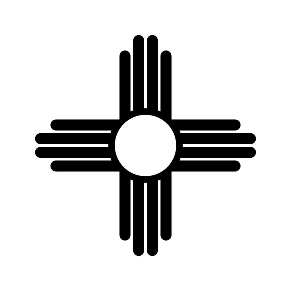 Zia symbol isolated on a white background. Ancient native Americans silhouette sign icon. New Mexico state logo mockup. vector