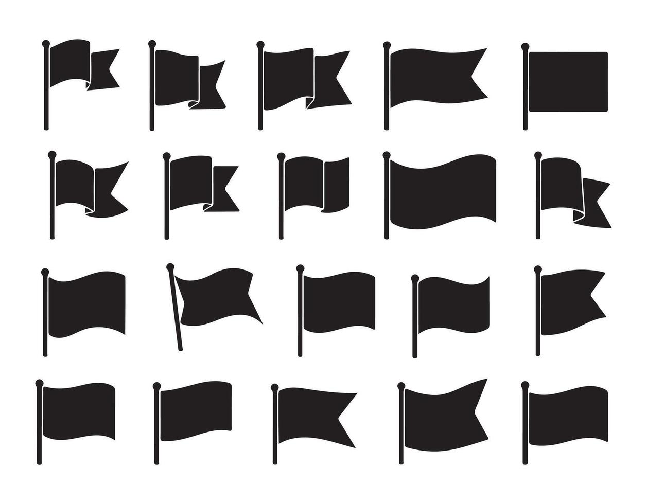 Flag icon. Set of black flag icons. illustration. vector