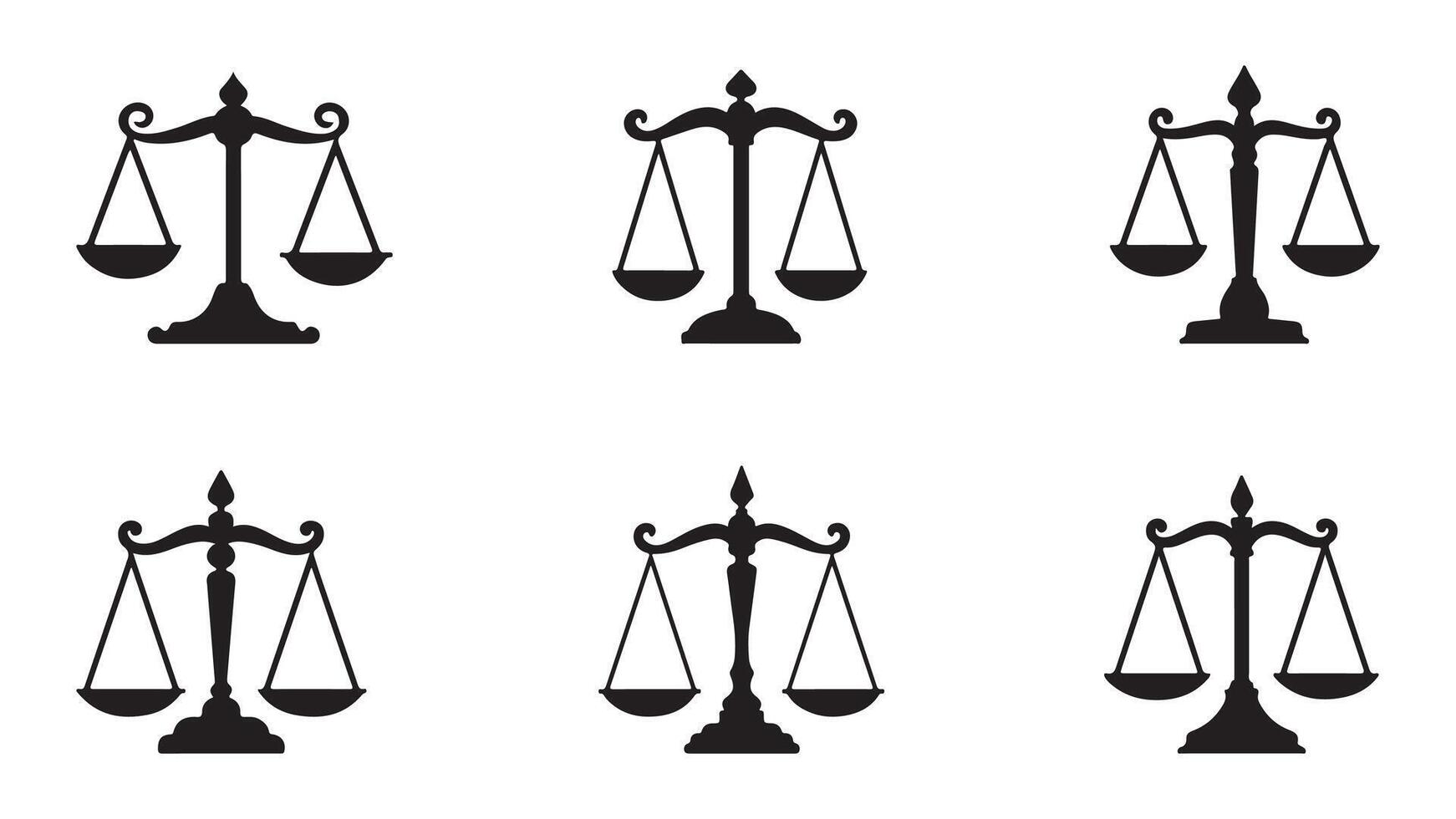 Scales of justice icon set for app and website vector