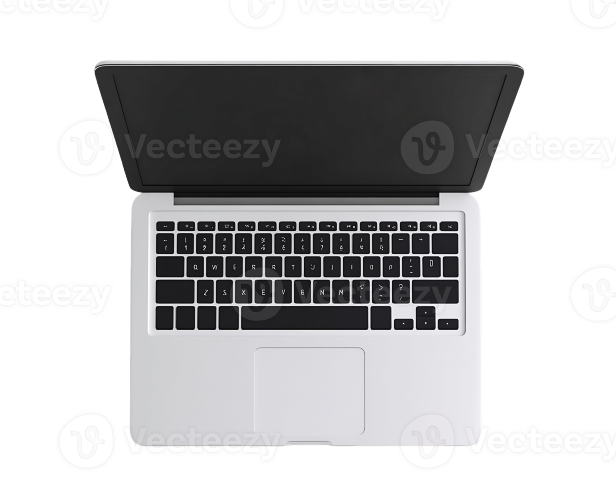 Silver Laptop with Black Keyboard on Transparent Background png