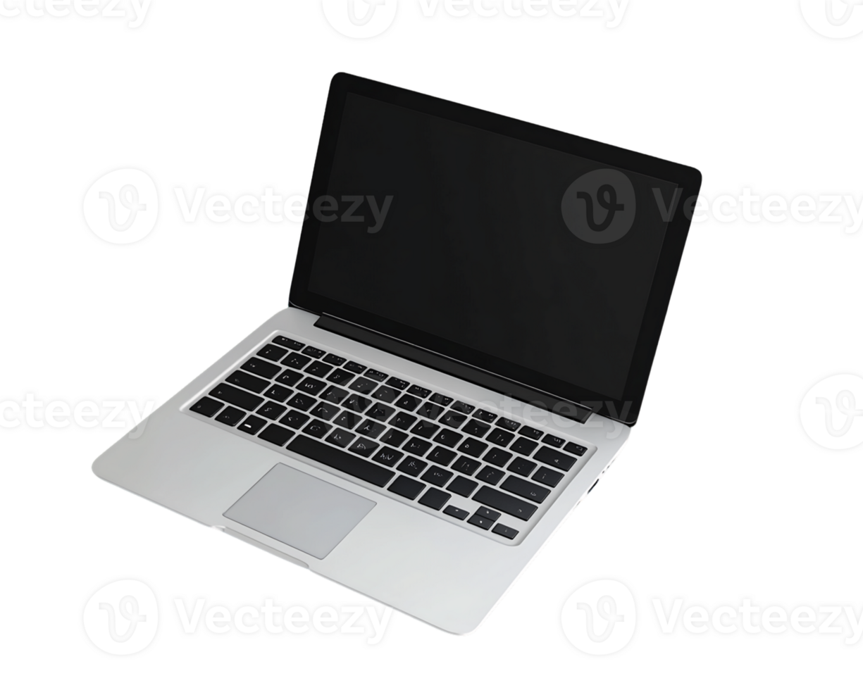 Silver Laptop Computer on a Transparent Background png