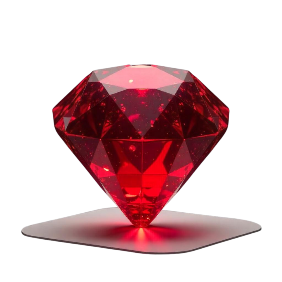Ruby gemstone faceted diamond cut deep red. png