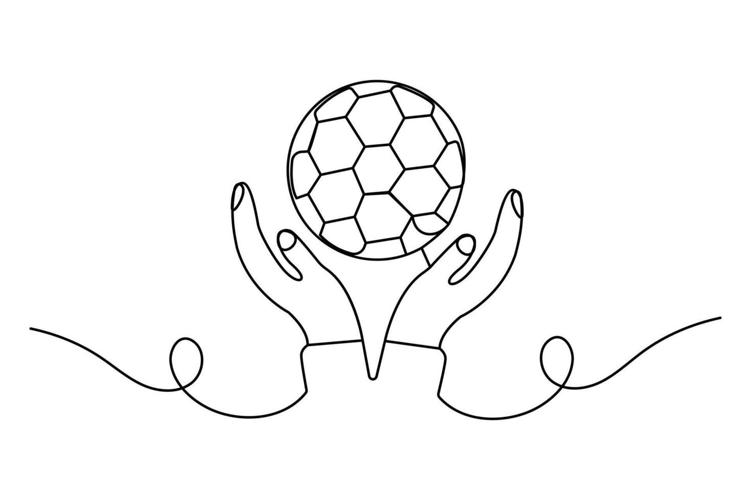 Football continuous one line art drawing of concept doodle style outline illustration vector