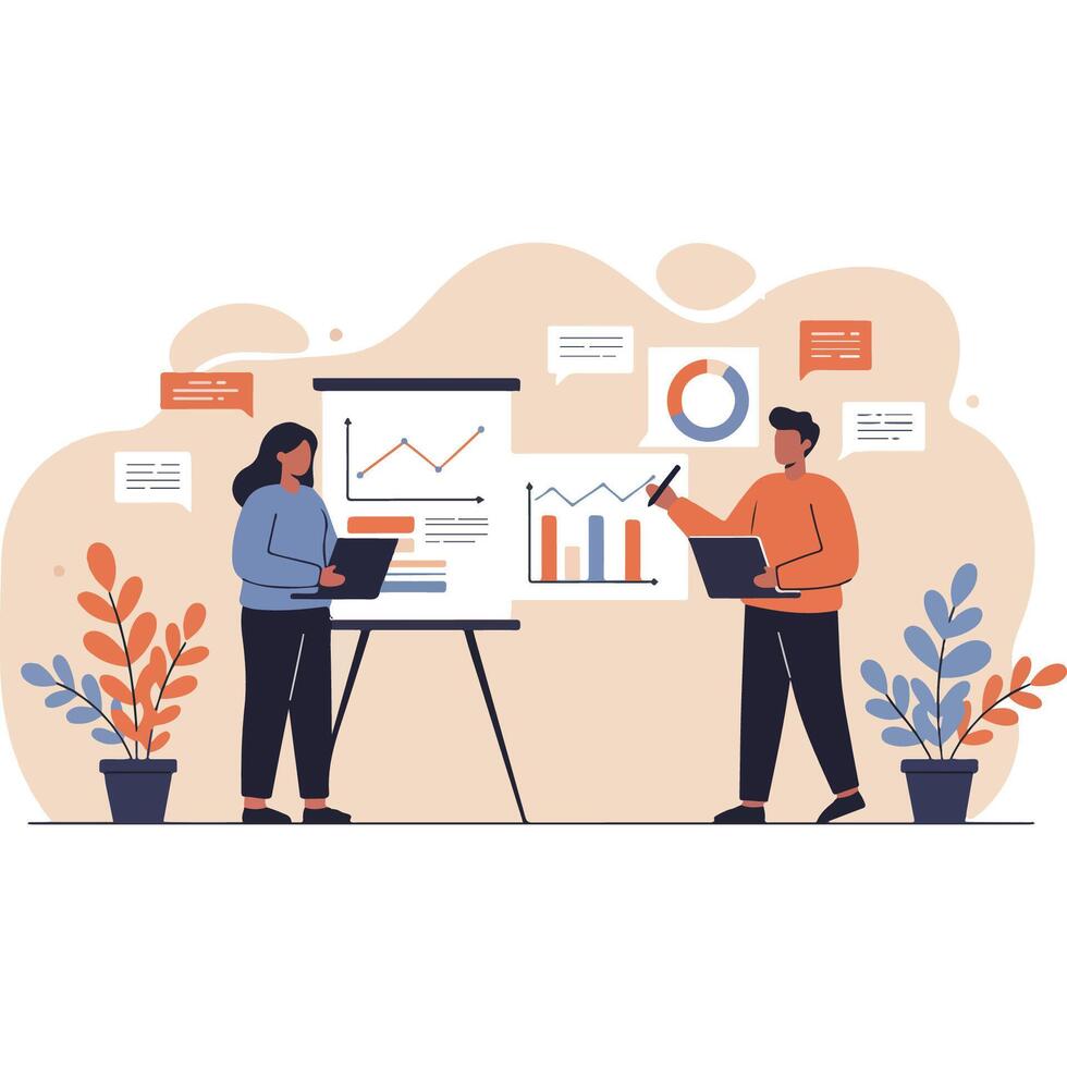 Office Discussion And Team Planning Corporate Project Strategy vector