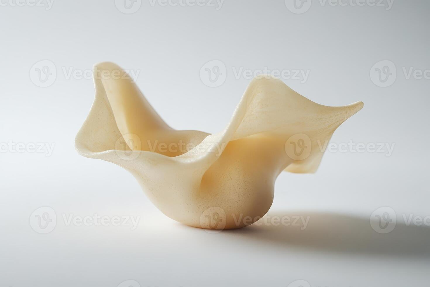 An abstract ceramic sculpture of an undulating and folded form photo