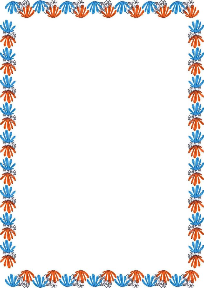 Sea life rectangle frame. Geometric leaves empty frame with space for your text. Element for design vector