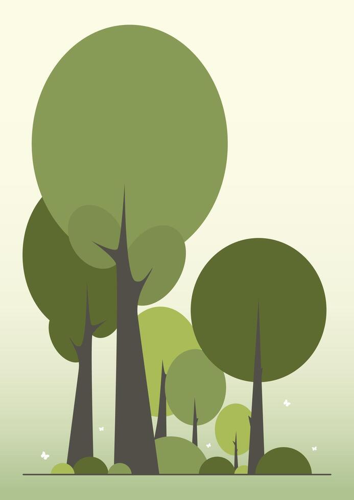 Spring Forest landscape with green foliage. Summer trees park. Abstract rural country environment vector