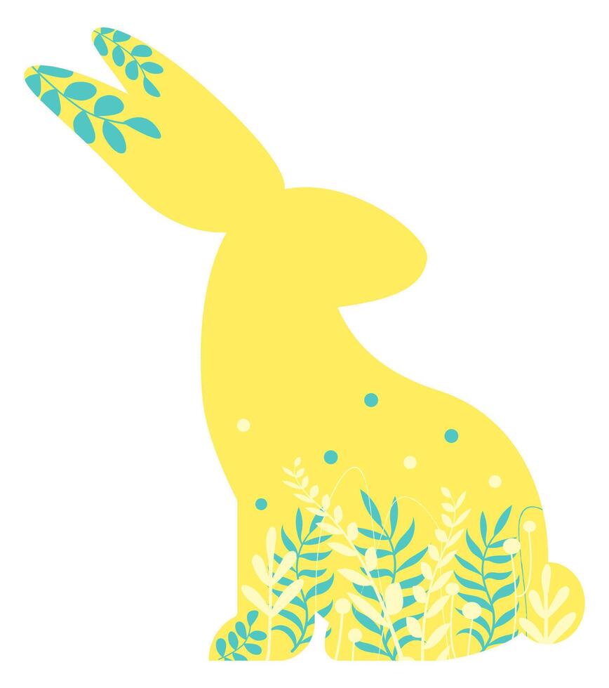 Easter rabbit in grass icon. Standing bunny sticker. Happy Easter illustration. Easter bunny vector