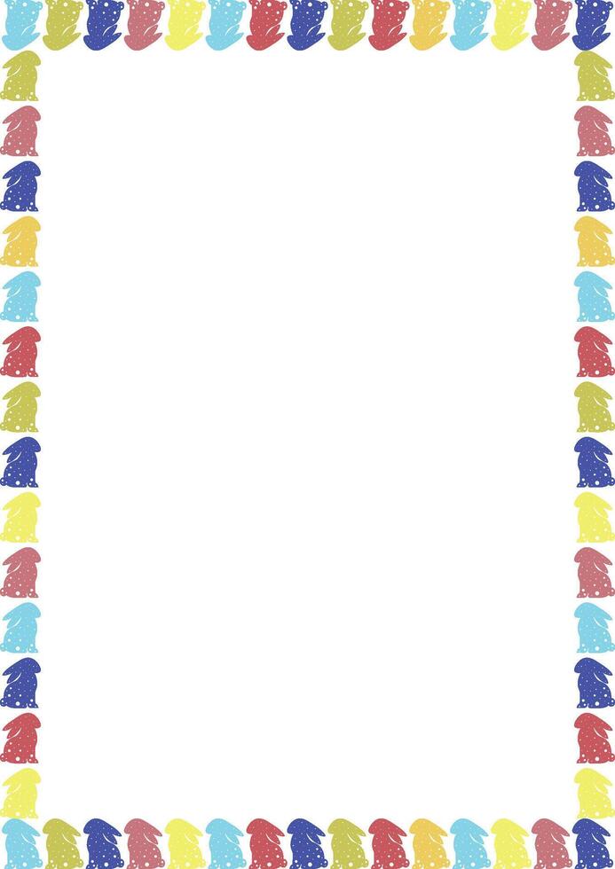 Easter rabbit in an empty frame. Easter bunny empty square template. Spring Easter bunny rabbit silhouettes vector
