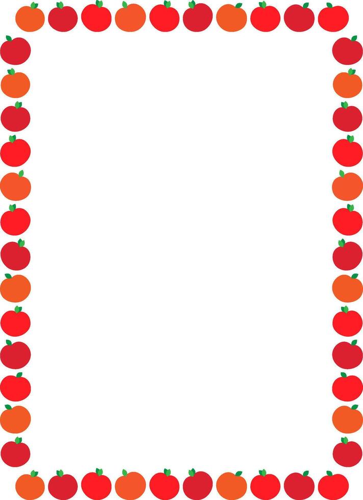 Red ripe apple fruit frame. Simple sweet fruits harvesting border. Free space for your text vector