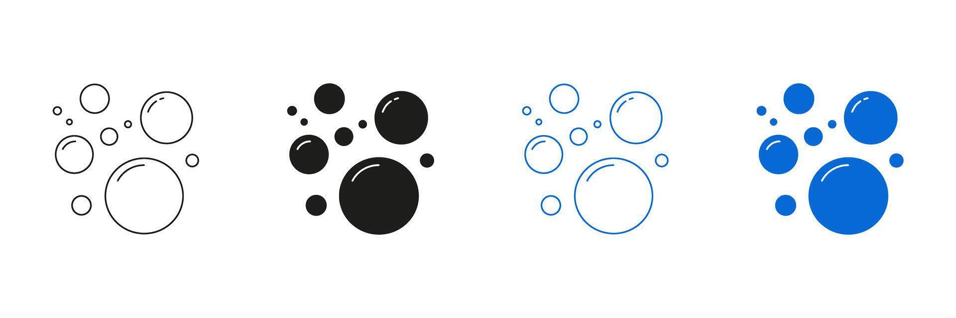 Soap Bubbles And Floating Foam Line And Solid Icon Set. Air Bubbles And Water Droplets Symbol Collection. Isolated Illustration vector
