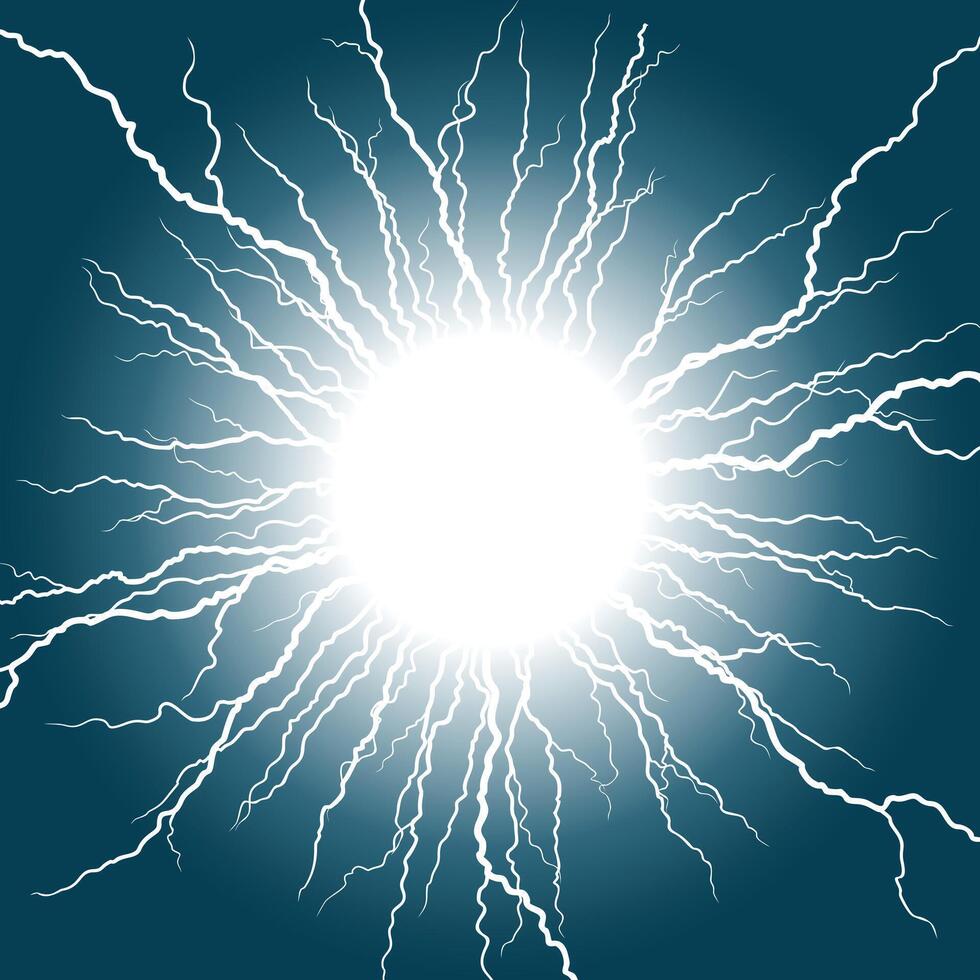 A lightning stroke in the night sky. vector